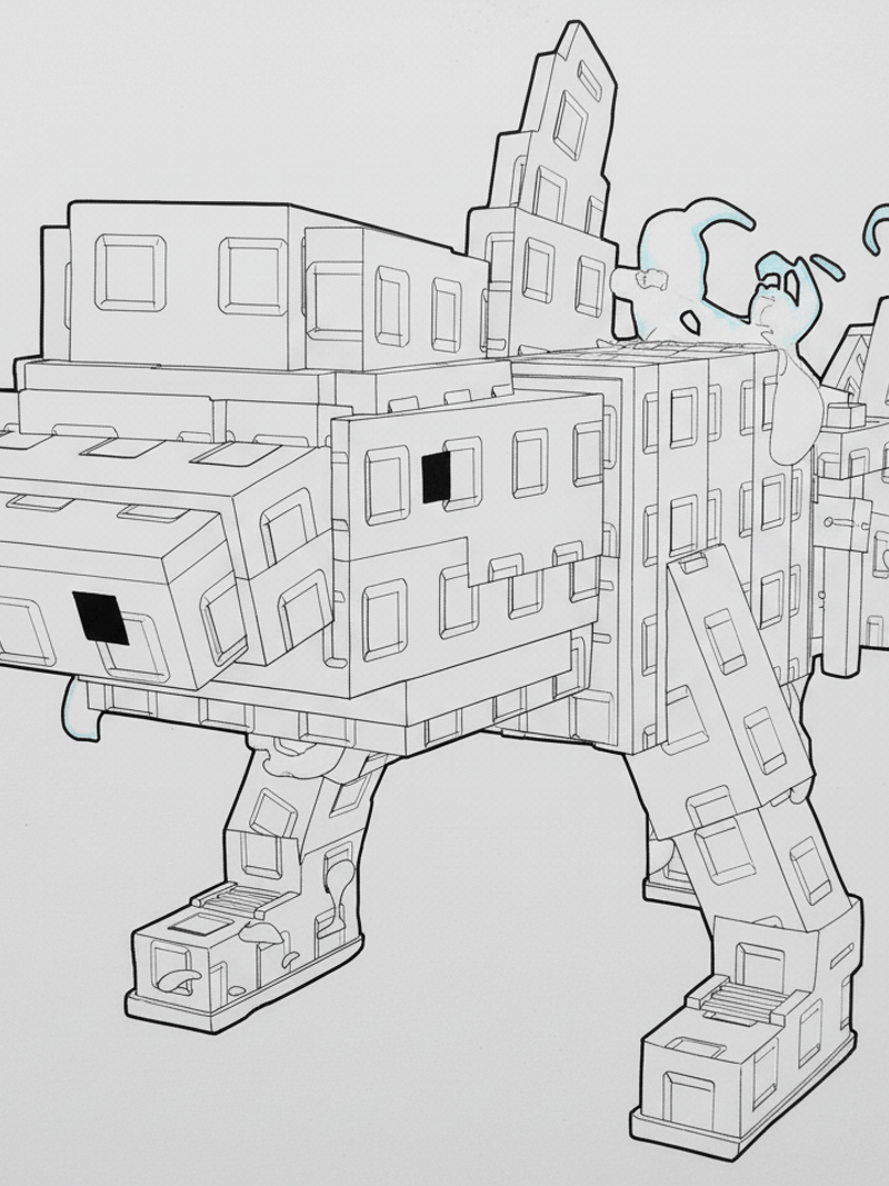 Constructione Tralala construction worker shark with hard hat Plants vs Brainrots coloring page