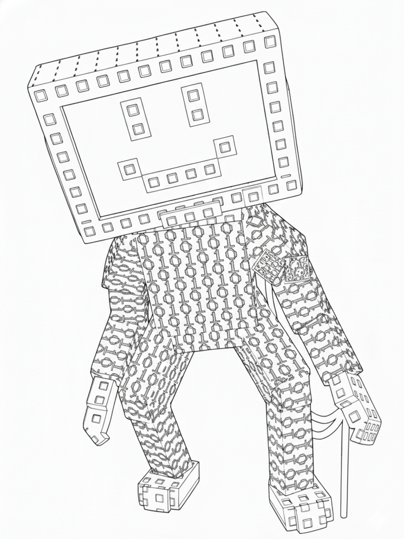 Hacktini Adminini cyber hacker admin with computer screens Plants vs Brainrots coloring page