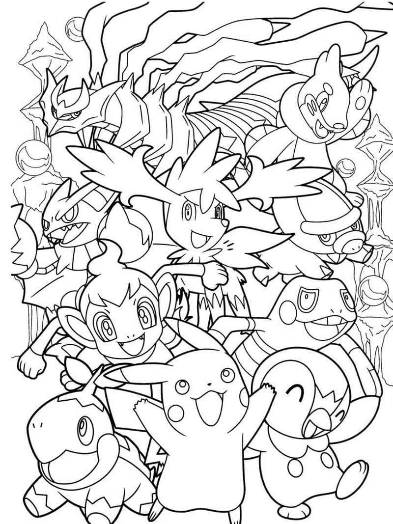 Sinnoh starter Pokémon lineup with background forest elements