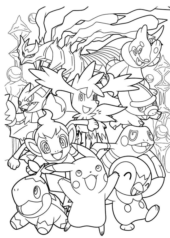 Sinnoh starter Pokémon lineup with background forest elements