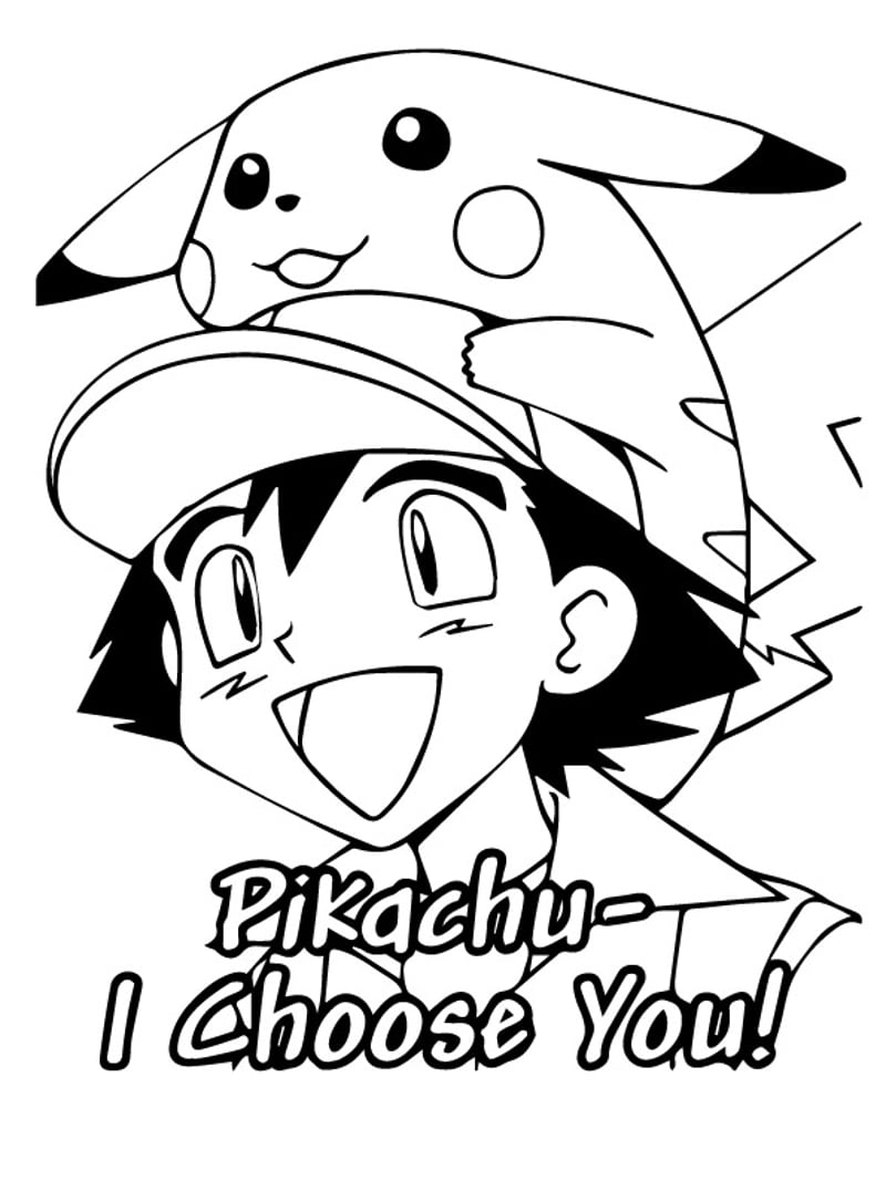 Line art of Pikachu standing with lightning tail raised