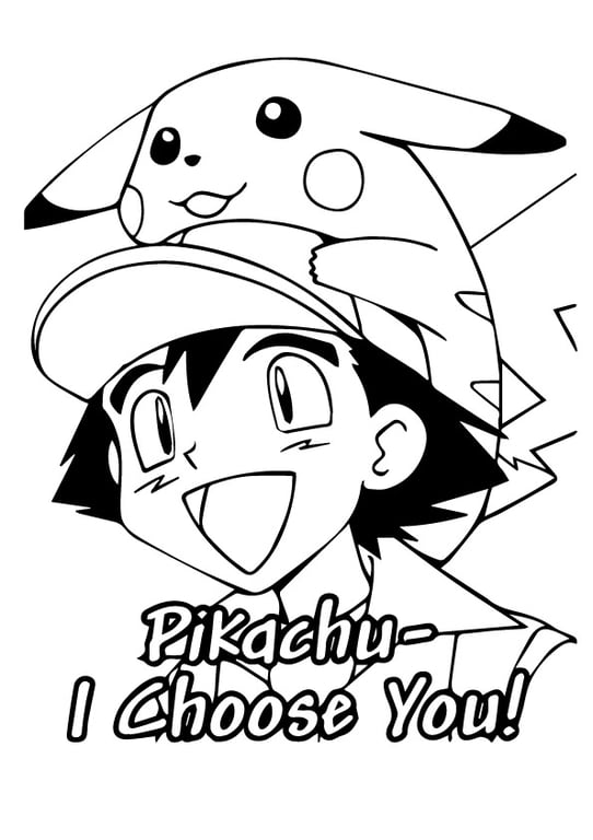 Line art of Pikachu standing with lightning tail raised