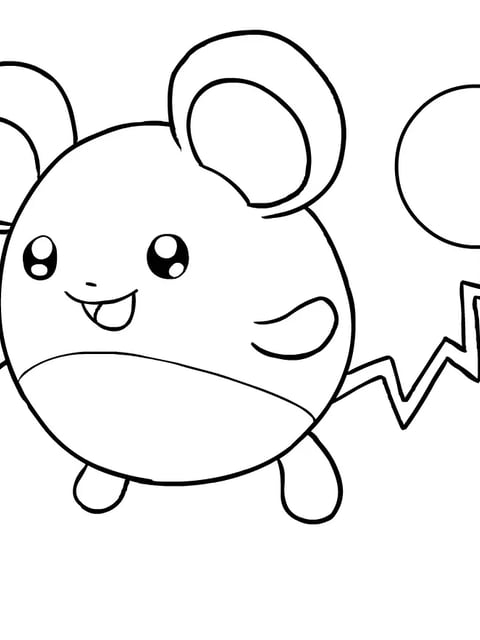 Marill smiling with bubbles floating around in coloring page style