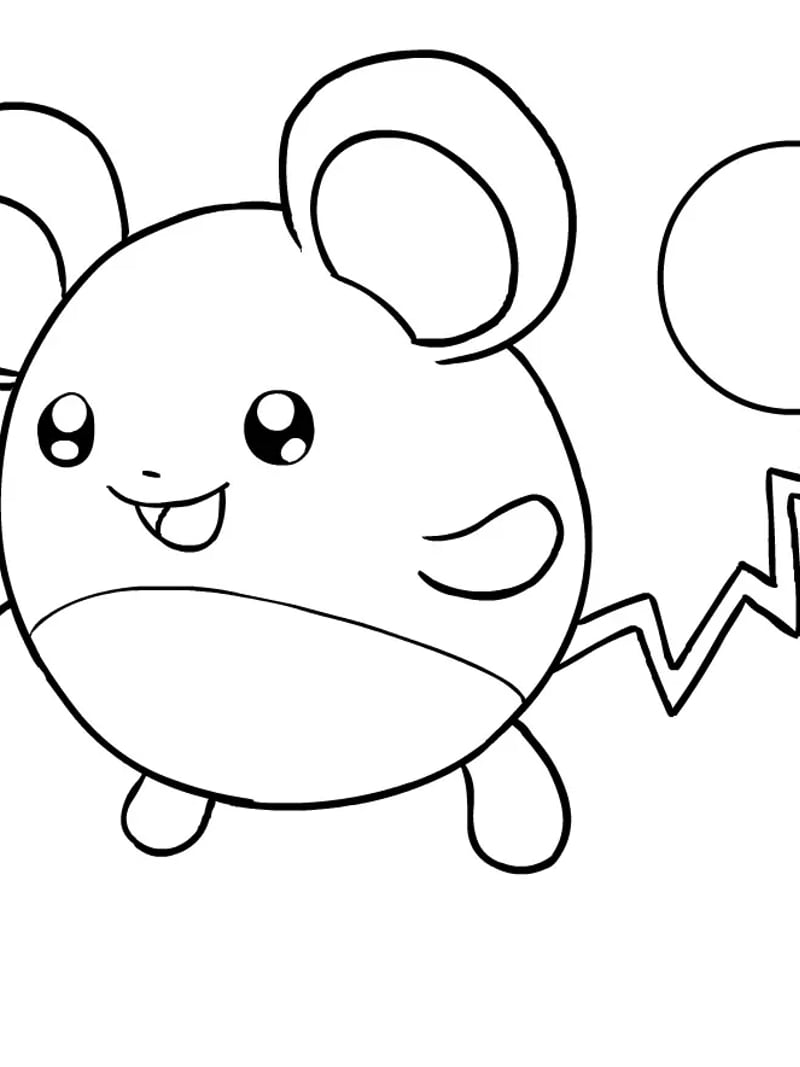 Marill smiling with bubbles floating around in coloring page style