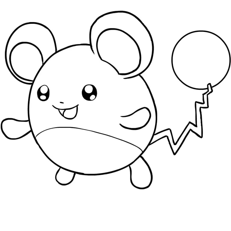 Marill smiling with bubbles floating around in coloring page style