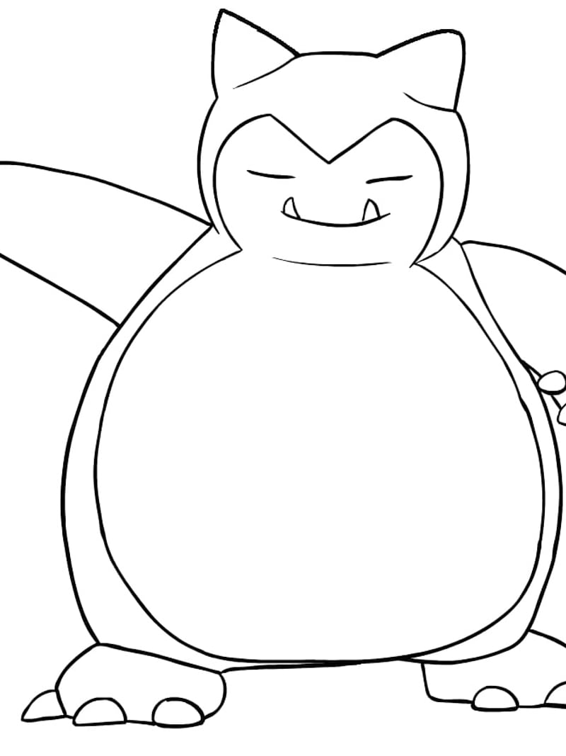 Snorlax sleeping peacefully in a minimalist coloring sheet