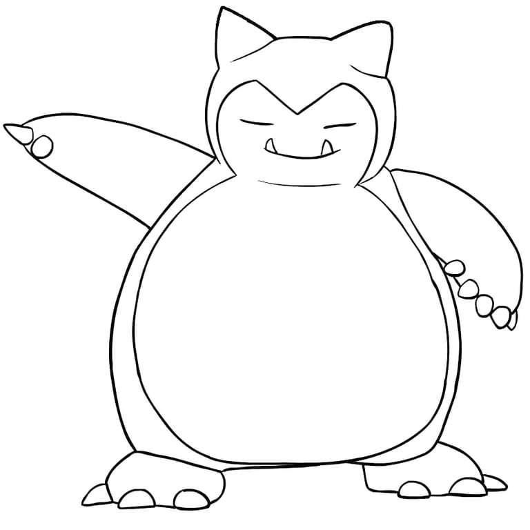 Snorlax sleeping peacefully in a minimalist coloring sheet