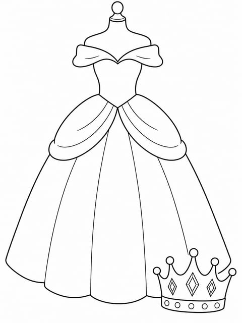 princess dress design coloring page