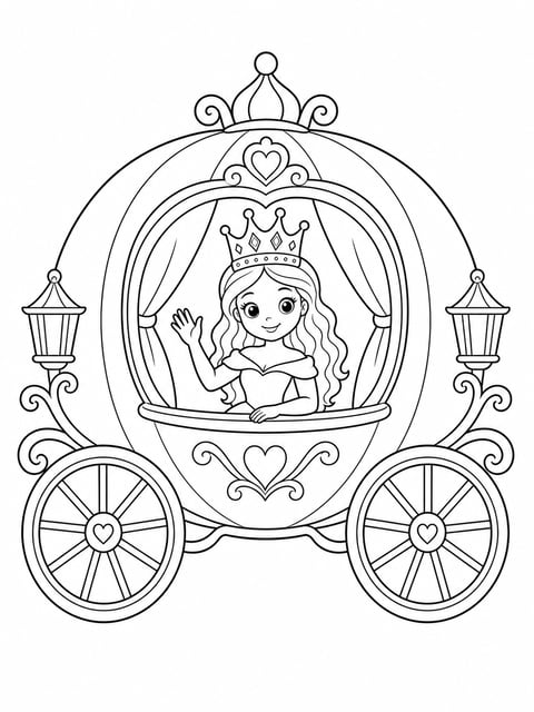 princess pumpkin carriage printable coloring page