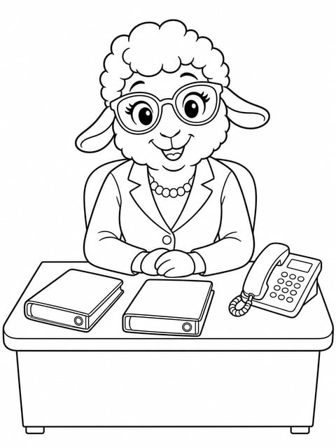 Assistant Mayor Bellwether at office desk with folders coloring page