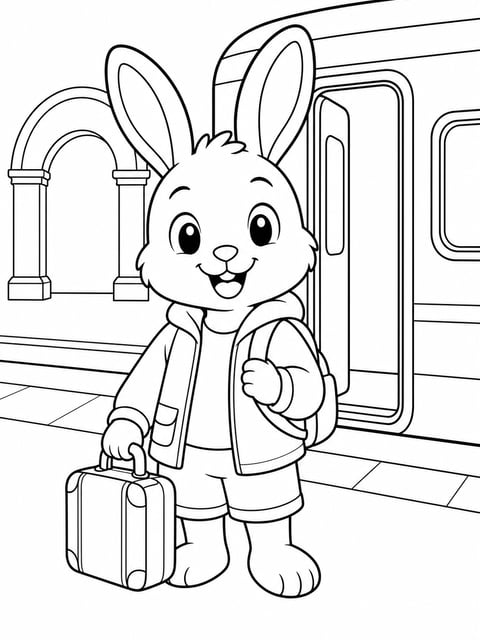 Judy Hopps arriving by train at Zootopia Central Station coloring page