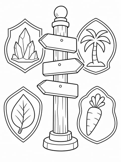 Zootopia district signpost icons coloring page