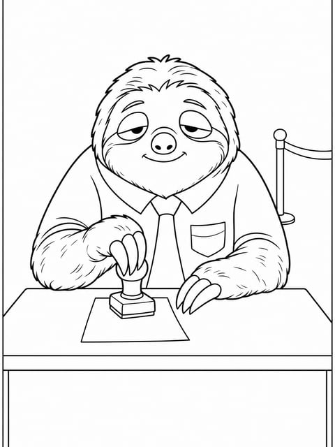 Flash the sloth stamping one DMV paper coloring page