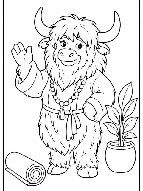 Yax waving at an animal wellness club coloring page