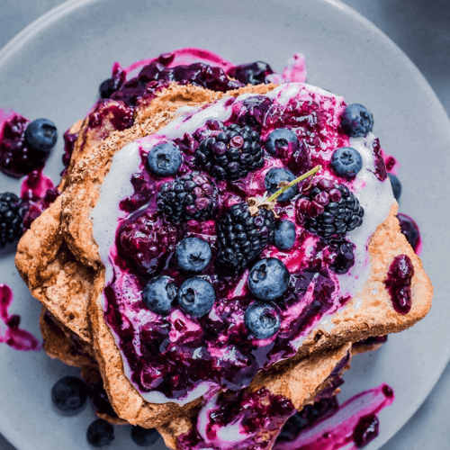 Simple 15-Minute Vegan French Toast with Berry Compote