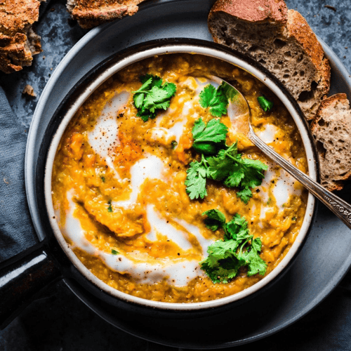 Instant Pot Spiced Red Lentil Sweet Potato Soup