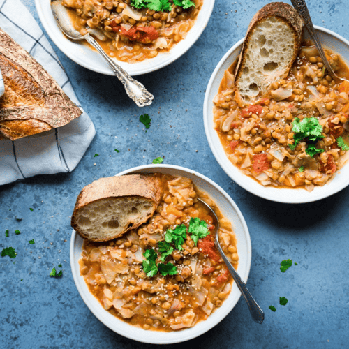 Vegan Instant Pot Lentil and Cabbage Soup