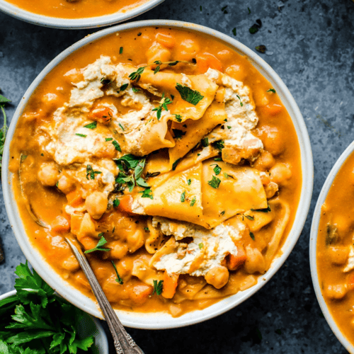 Vegan Instant Pot Pumpkin Lasagna Soup