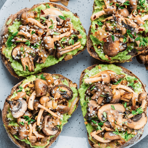 Creamy Mushroom Smashed Avocado Toast