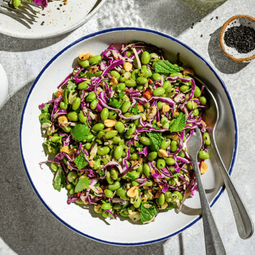 Garlicky Sesame Edamame Salad