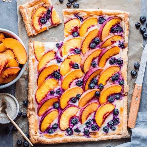 Peaches and Cream Puff Pastry Tart