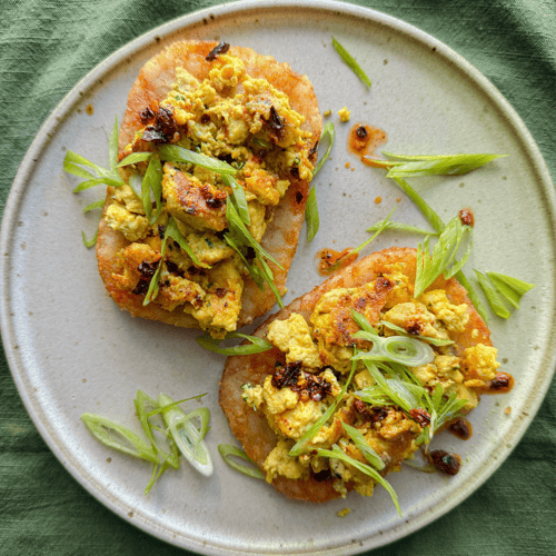 Savory Scrambled Tofu with a Schmear Twist