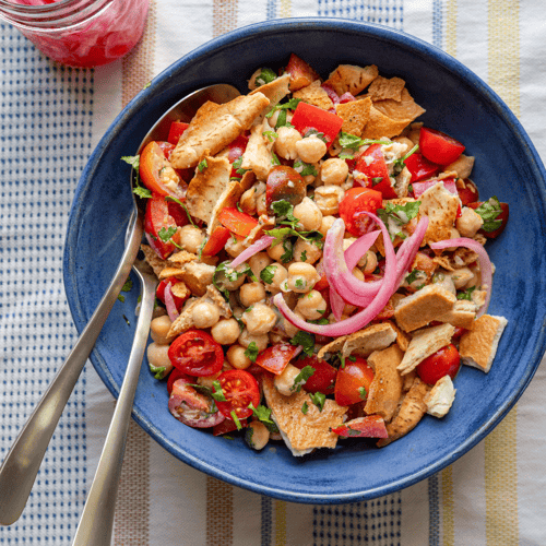 Lemony Chickpea Salad with Homemade Pita Chips