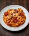 Pâtes aux crevettes et chorizo