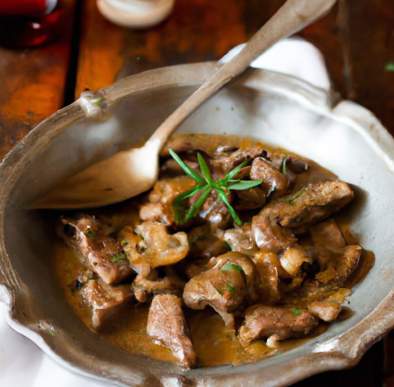 Veau Mijoté aux Champignons et à L'échalote