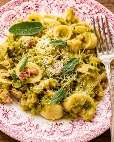 One pot pasta aux choux de Bruxelles