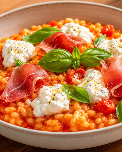 Risotto aux tomates et burrata