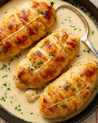 Paupiettes de poulet à la crème et champignons