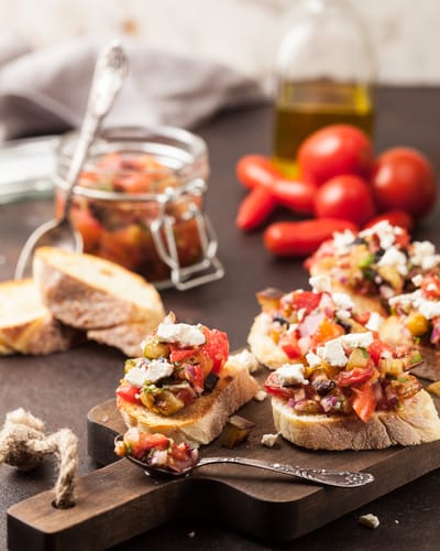 Bruschettas Tomate Chèvre Jambon