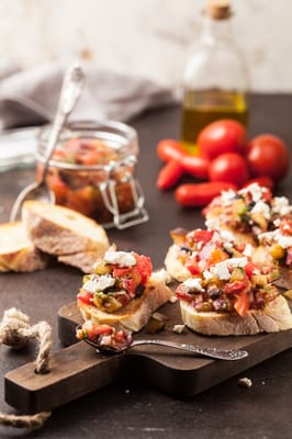 Bruschettas Tomate Chèvre Jambon
