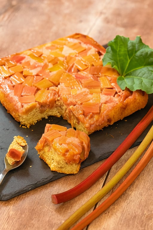 Gâteau Renversé à la Rhubarbe et aux Amandes