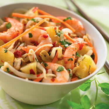 Salade de Soja aux Crevettes et à L'ananas