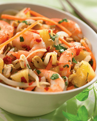 Salade de Soja aux Crevettes et à L'ananas