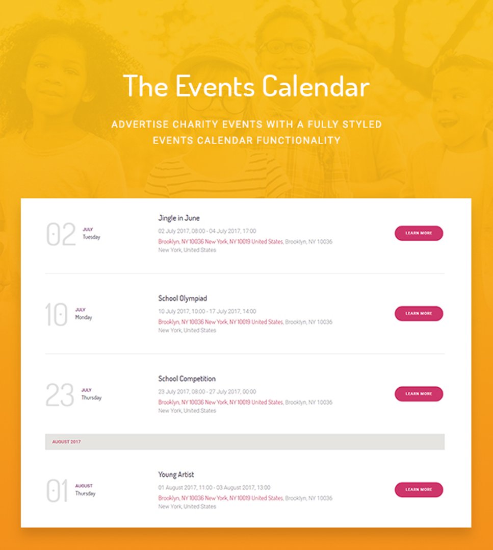 Children Charity - Nonprofit & NGO WordPress Theme -  The Events Calendar