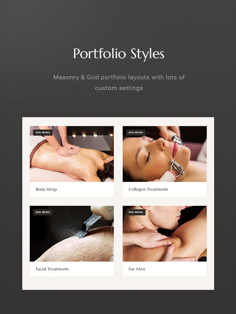 Luxury Spa - Wellness and Beauty WordPress Theme - Portfolio Styles