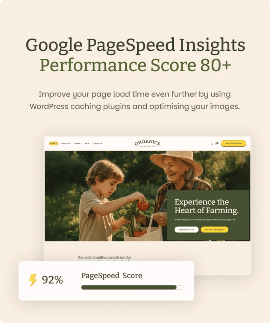 Organics - Agriculture & Food Farm WordPress Theme - Performance Score 90+ | CMSMasters studio