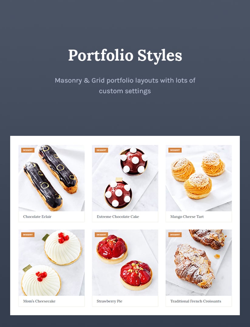 Le Cafe – Bakery Shop & Cafe WordPress Theme - Portfolio Styles