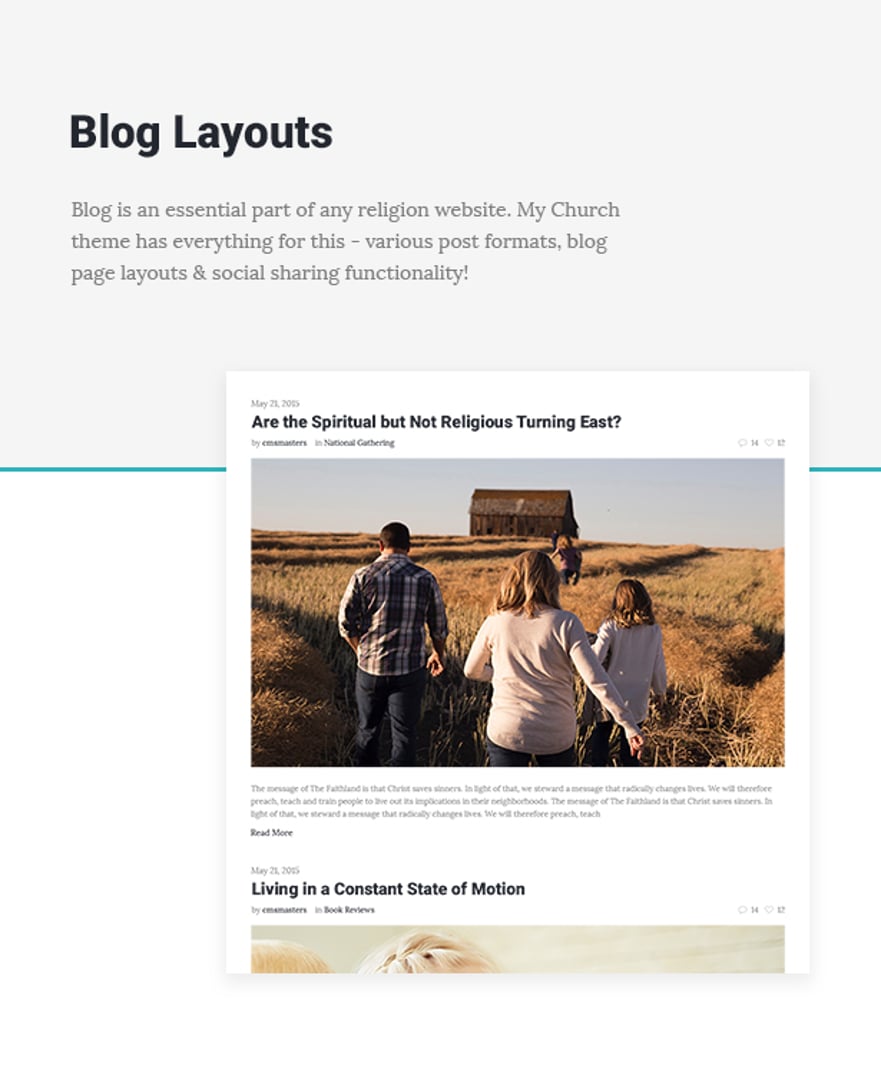 My Church - Religion WordPress Theme with Events, Donations & Sermons - Blog Layouts