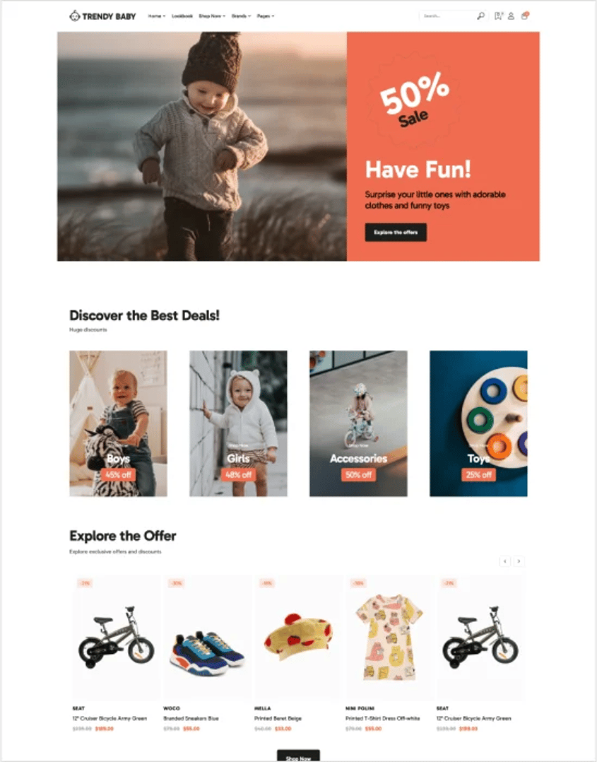 Trendy Baby - Children and Kids Store WordPress Theme - Sale Demo | cmsmasters studio