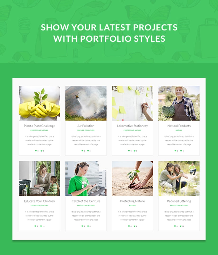 Eco Press - Nature, Ecology & NGO WordPress Theme - Portfolio Styles