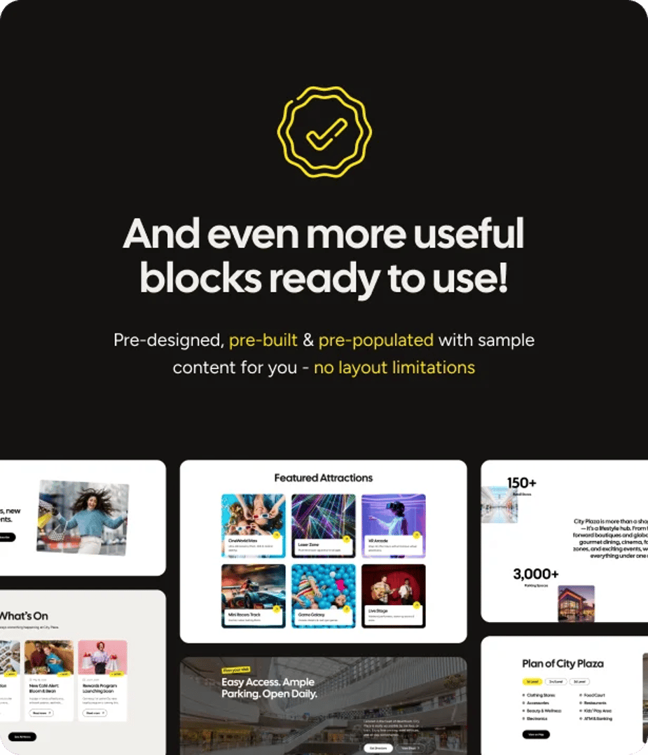 City Plaza - Entertainment Center & Shopping Mall WordPress Theme - Useful Blocks | CMSMasters studio