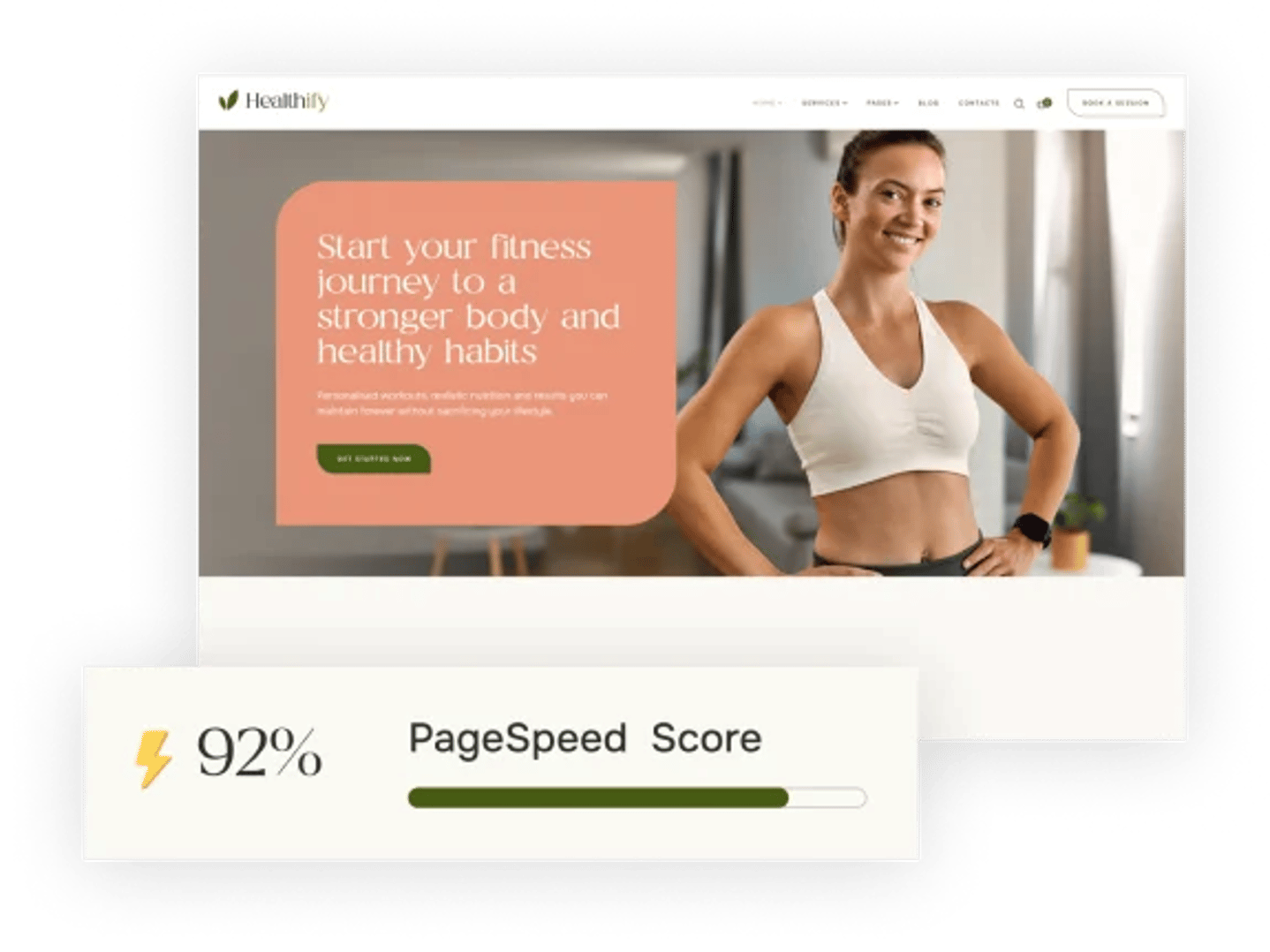 Healthify - Diet Recipes & Health Coaching WordPress Theme - Google PageSpeed Insights Performance Score 90+ | CMSMasters studio