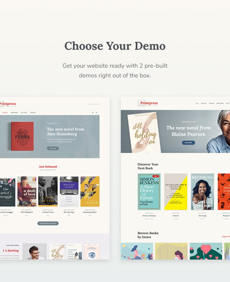 Printpress - Book Publishing WordPress Theme - Choose Your Demo | cmsmasters studio