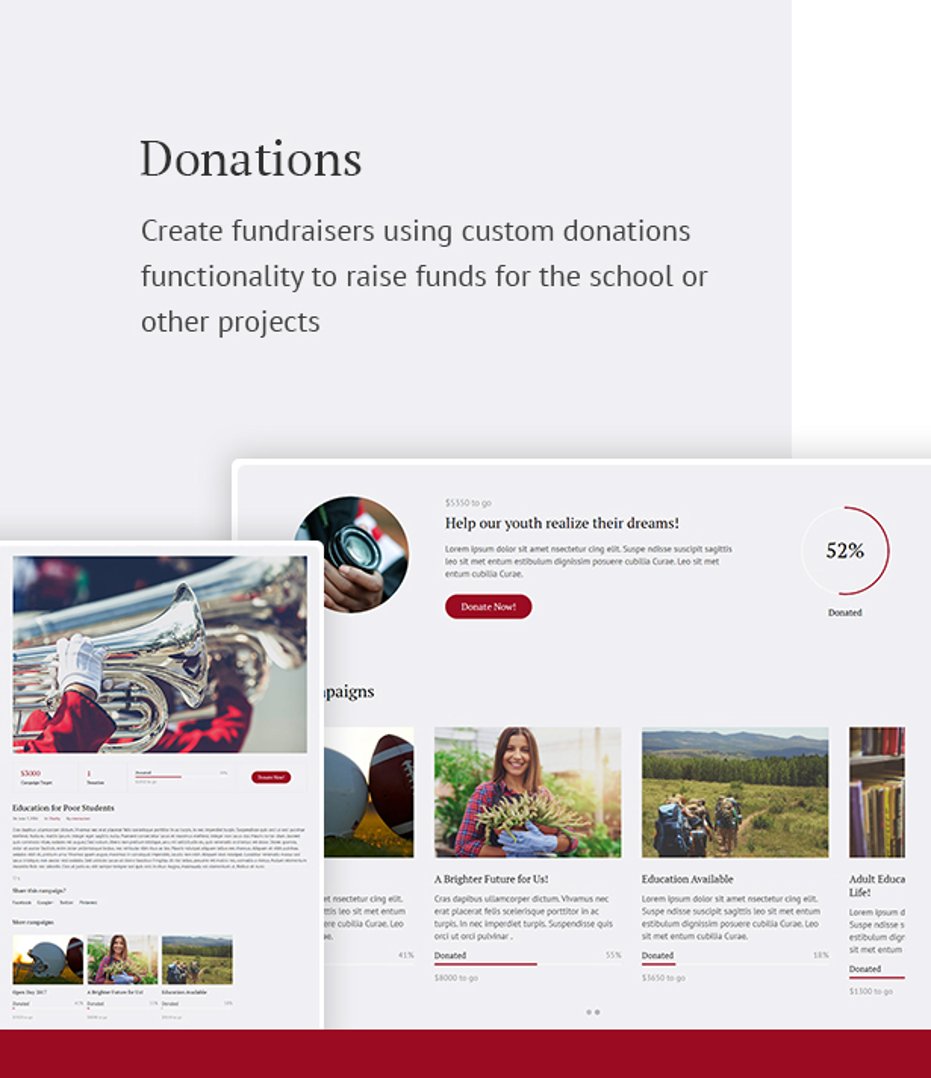 Schule - School & Education WordPress Theme with LMS - Donations
