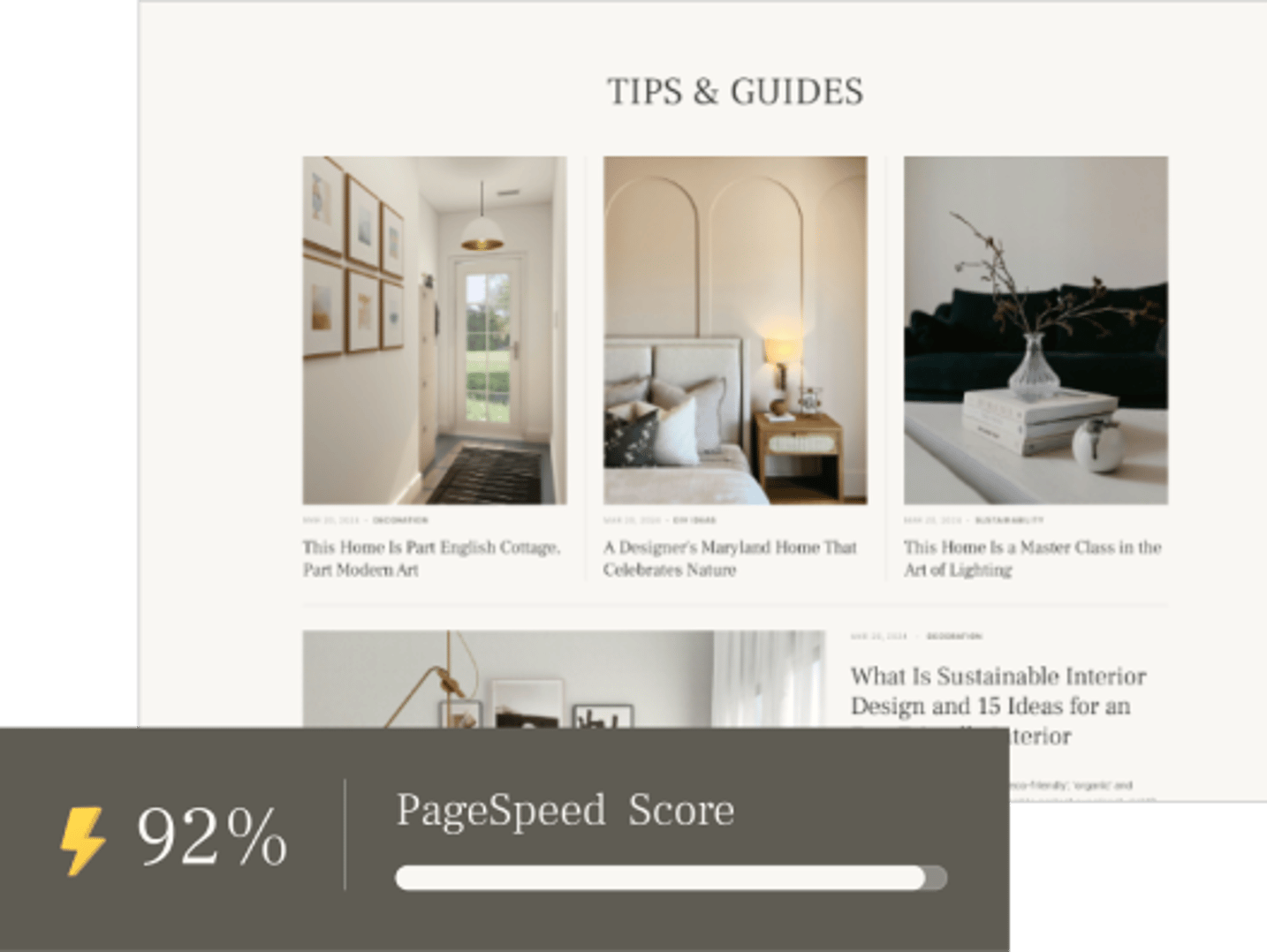 Interiocity - Home Decor Blog and Interior Design Magazine WordPress Theme - Google PageSpeed Insights Performance Score 90+ | CMSMasters studio
