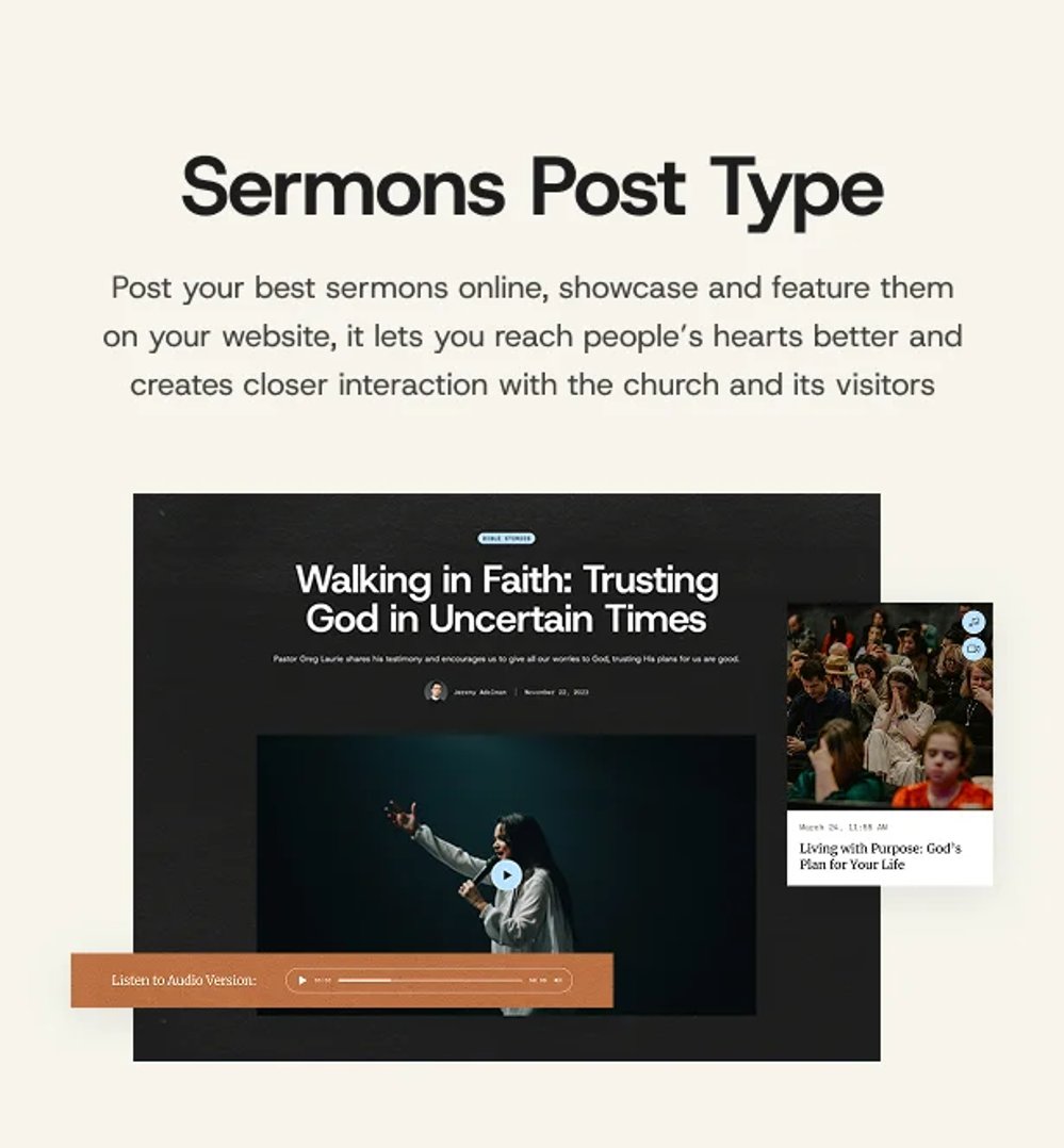 Christian Mission - Religious Events & Retreats Church WordPress Theme - Sermons Post Type | CMSMasters studio